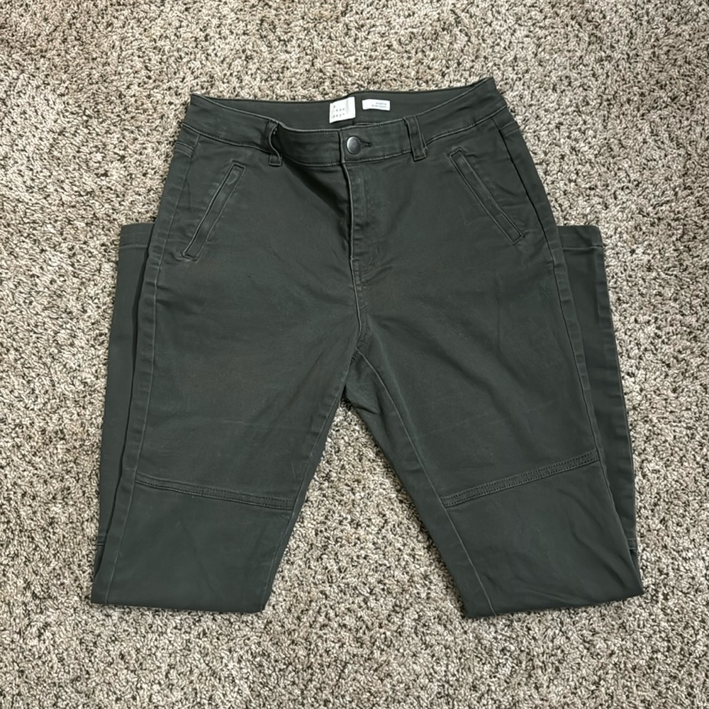 Women’s high waisted dark green jeans